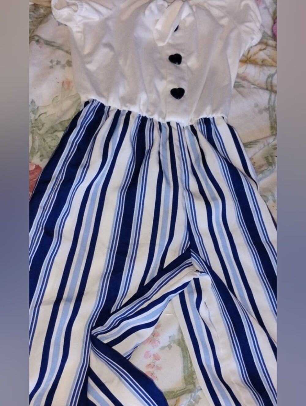 Girls Navy and White Striped Kids Bottoms